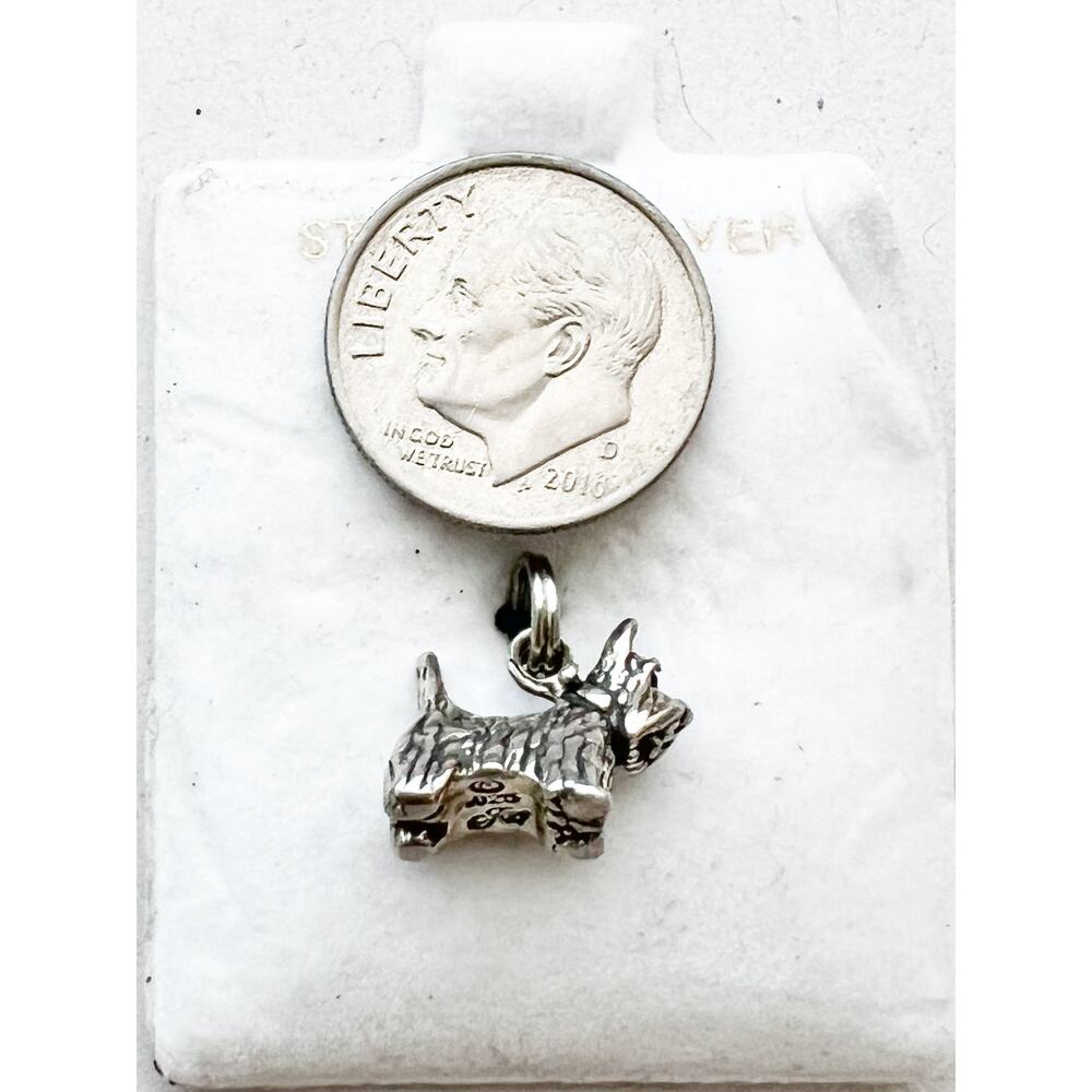 NWT Vintage Scottie Dog Charm Pendant Sterling Silver 3D Jezlaine .925